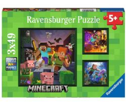 *25 RAVENSBURGER CASSE-TÊTE 3 X 49 PIÈCES - MINECRAFT BIOMES #05621